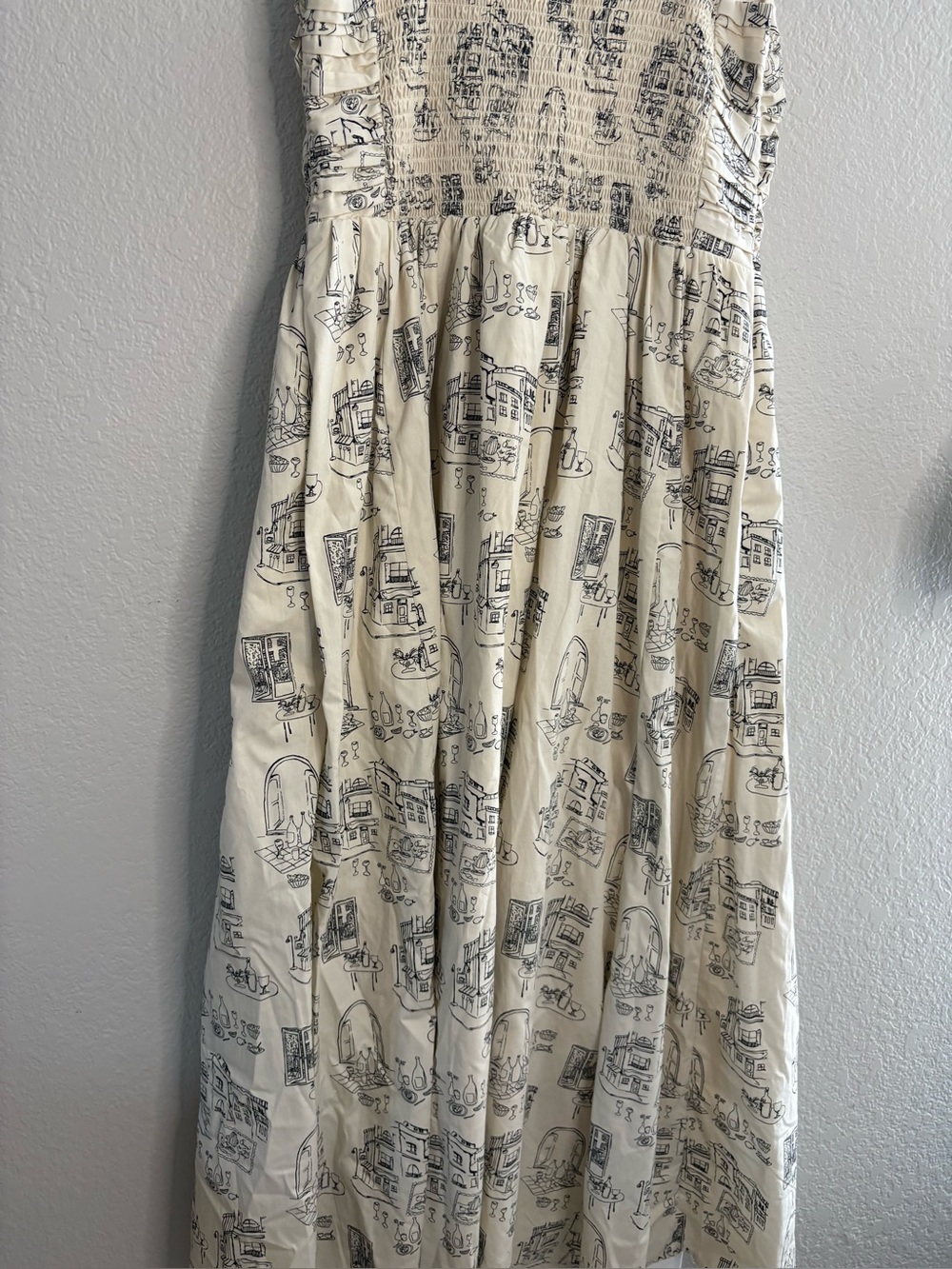 Abercrombie & Fitch Emerson printed tie shoulder pleated maxi dress travel - Picture 6 of 14